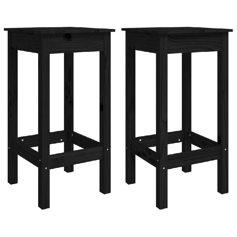 Chaises de bar lot de 2 noir 40x40x78 cm bois de pin solide Modèle Delice Royale - 822141_0