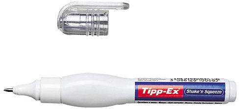 LOT DE 5 - CORRECTEUR LIQUIDE BLANC STYLO TIPP-EX SHAKE'N SQUEEZE CONTENANCE 8 ML