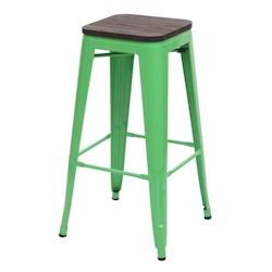 Décoshop26 - Tabouret de bar chaise de comptoir siège en bois avec repose-pieds design industriel empilable en métal vert 04_0005244 - 3000124332695_0