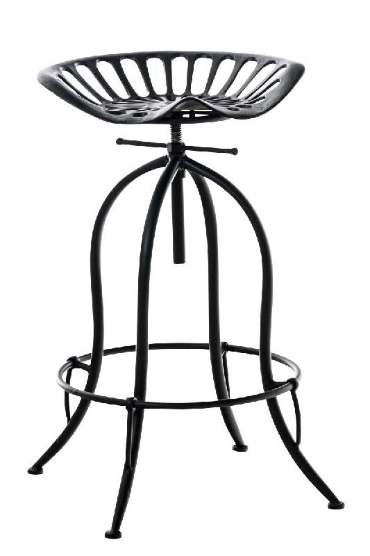 Décoshop26 - Tabouret de bar x1 avec repose-pieds circulaire design industriel en métal noir 10_0005222 - noir métal 3000252523347_0