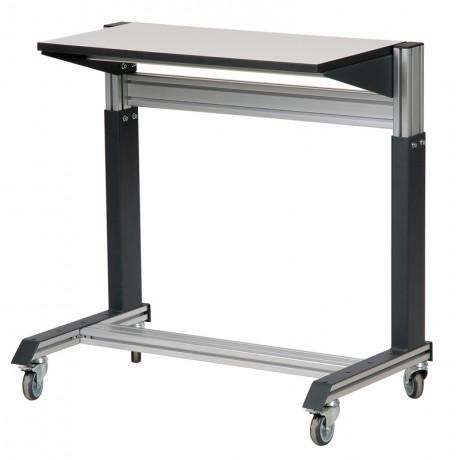 Desserte d'atelier - hauteur réglable de 850 à 1220 mm - tablette mélaminé gris 19 mm - châssis aluminium sur roulettes_0