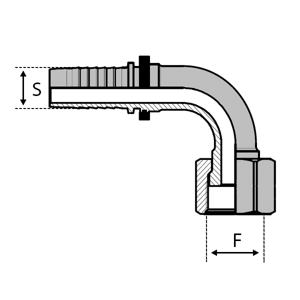 Embouts ORFS Femelle 90° - Filetage UNF - Joint facial - SFORF90404_0