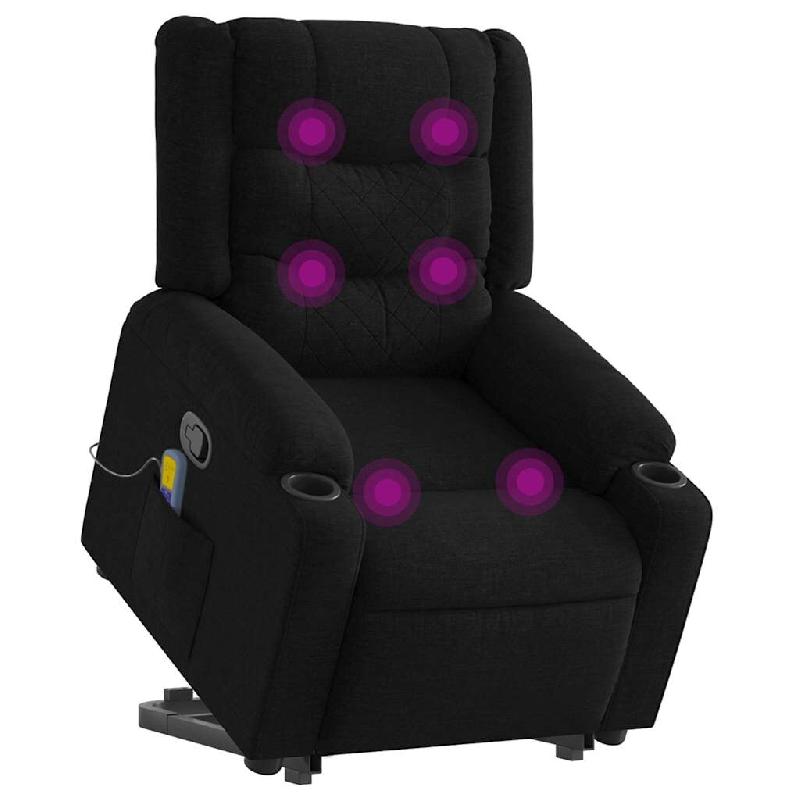 Fauteuil de massage inclinable Noir Tissu Modèle Yermonis - 8721012218079_0
