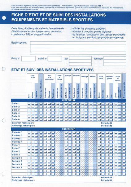 FICHE D'ÉTAT ET DE SUIVI DES ÉQUIPEMENTS SPORTIFS