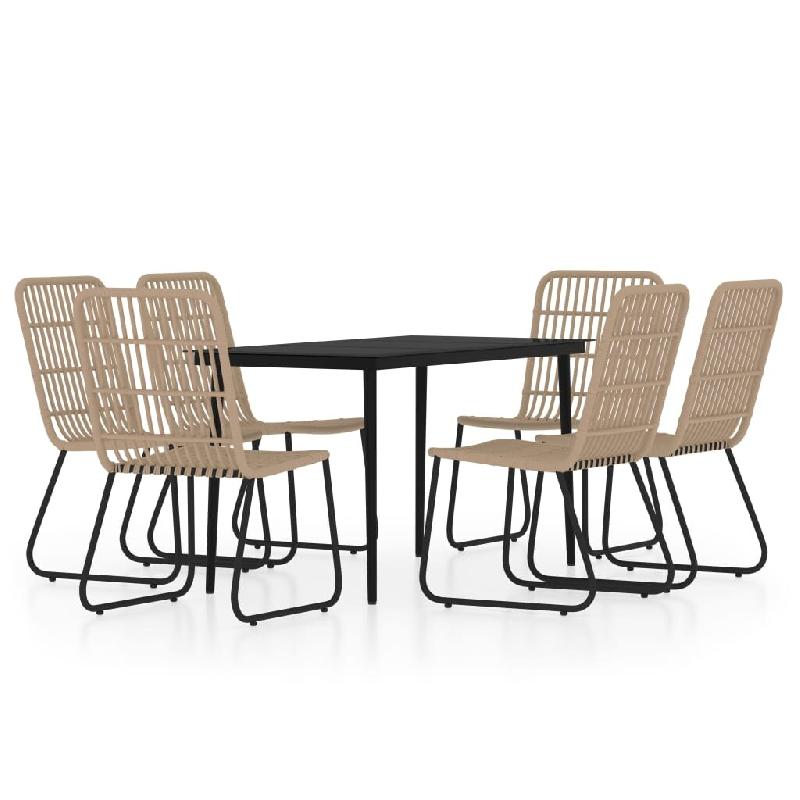 Helloshop26 - Ensemble de salle à manger de jardin meuble extérieur 7 pièces chêne 02_0013947 - verre 3000128971531_0