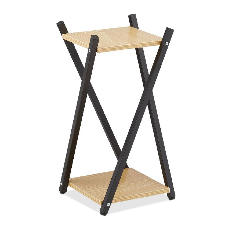 Helloshop26 - Étagère à plantes géométrique 57 x 29 x 29 cm design élégant intérieur en MDF effet bois noir 13_0010954 - noir métal 3000245498492_0