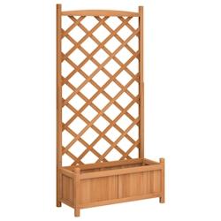Helloshop26 - Jardinière bac lit surélevé plantes fleurs terrasse jardin avec treillis bois massif de sapin marron 02_0038331 - 3000214196046_0