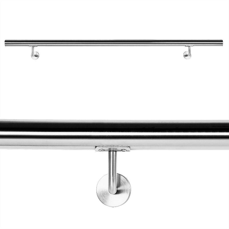 Kit main courante rambarde - support mural 130 cm en acier affiné brossé V2A pour escaliers_0