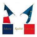 Kit pavoisement école n°2 - Drapeaux tricolore et européen avec panneau aluminium_0