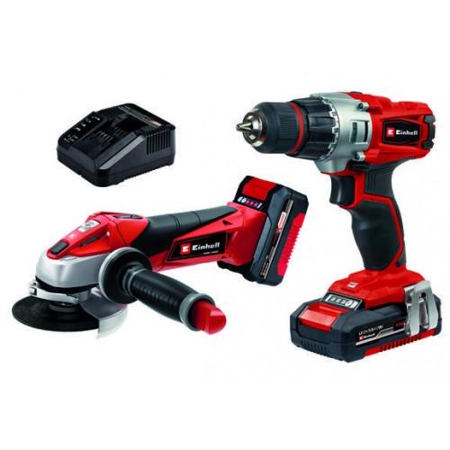 KIT PERCEUSE VISSEUSE + MEULEUSE D'ANGLE TE-TK 18 LI - POWER X-CHANGE EINHELL