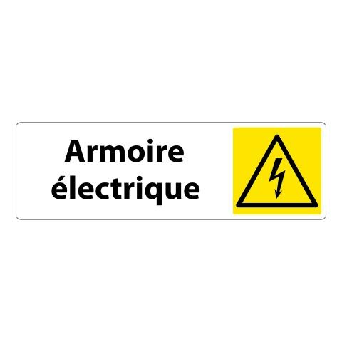 LOT DE 2 - PANNEAU DANGER - PICTOGRAMME ARMOIRE ÉLECTRIQUE - W012 - ISO 7010 250 X 80 MM BLANC