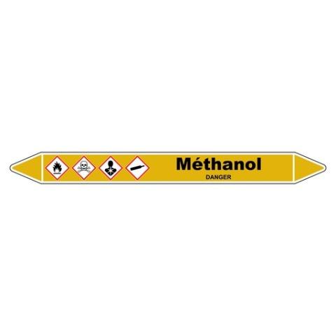 LOT DE 3 - MARQUEUR TUYAUTERIE - MÉTHANOL GAZ VINYLE LAM. - NFX 08-105 150 X 12 MM