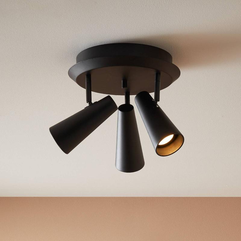 MARKSLÖJD PLAFONNIER CREST EN MÉTAL NOIR À TROIS LAMPES