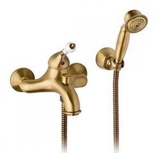 MITIGEUR BAIGNOIRE - FLEXIBLE ET POMME DE DOUCHE - BRONZE - VARA SARODIS
