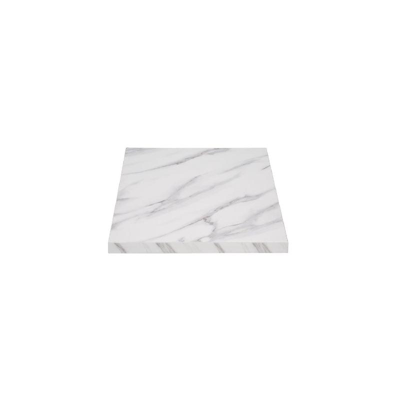 Plateau de table carré (H)48 x (L)600 mm, effet marbre blanc_0