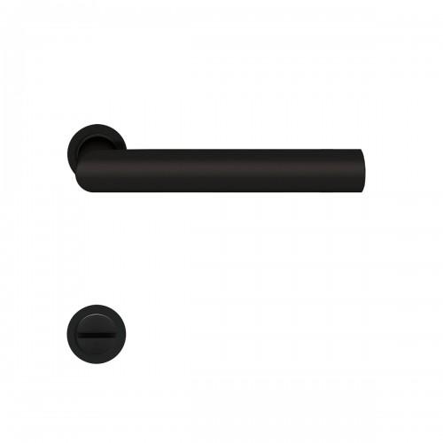 POIGNÉES DE PORTE SUR MINI-ROSACE RONDE SÉRIE ER 28M RHODOS - NOIR MAT - À CONDAMNATION KARCHER DESIGN