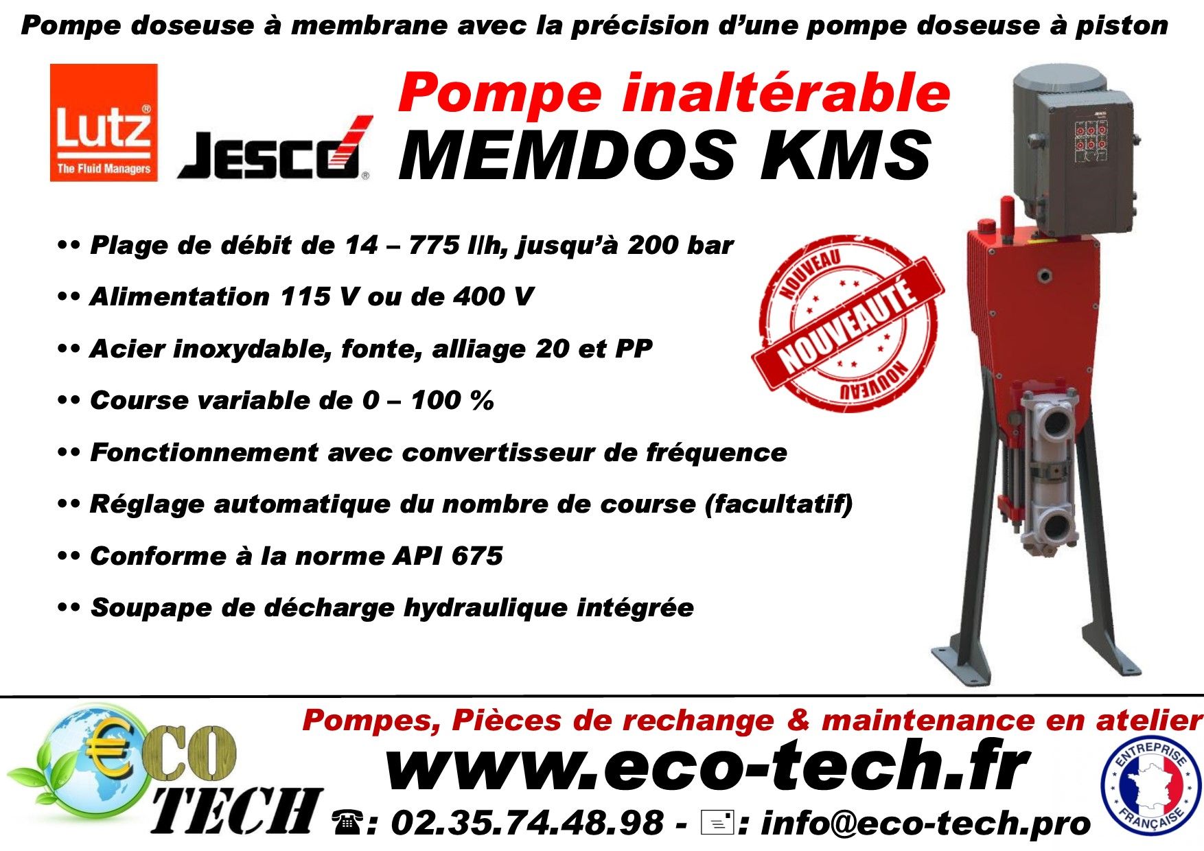 Pompe doseuse à piston membrane haute pression - Lutz Jesco MEMDOS KMS - Débit 14-775 l/h jusqu'à 200 bar_0