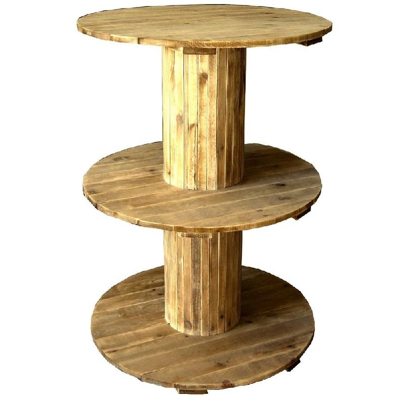Présentoir rond Westside 3 niveaux Ø110cm H120cm - bois rainuré épaisseur 18mm_0