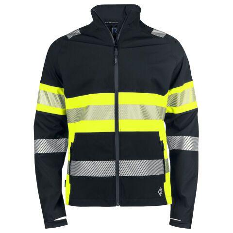 PROJOB 6442 SOFTSHELL IMPERMEABLE - EN ISO 20471 CLASSE 1 JAUNE/NOIR - TAILLE XL