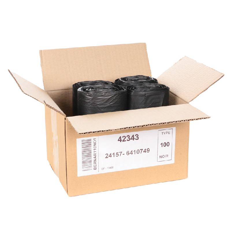 SACS POUBELLE DÉCHETS LÉGERS NOIRS 100 L, LOT DE 100