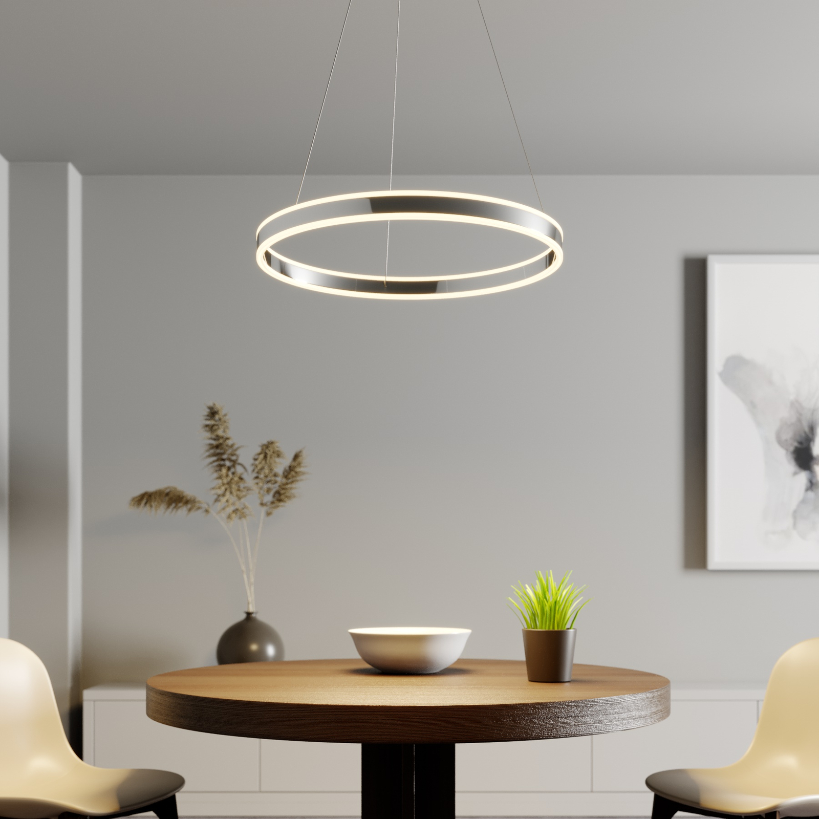 LUCANDE SUSPENSION LED LYANI EN CHROMÉ, DIMMABLE, 60 CM