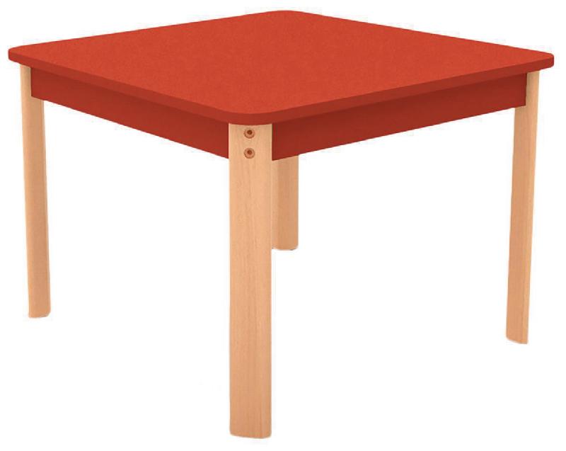 TABLE ERGO CARRÉE T4 - ROUGE/HÊTRE - MANUTAN COLLECTIVITÉS