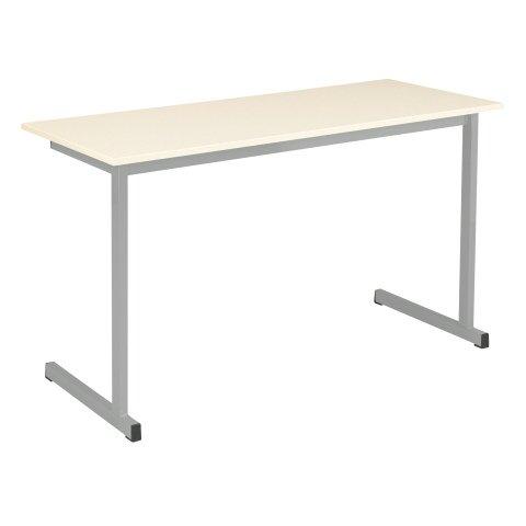 TABLE SCOLAIRE 2 PLACE SCHOOL COLOR - L.130 CM PLATEAU BEIGE – TAILLE 6 POUR CM2 À LYCÉE PIÈTEMENT GRIS CLAIR