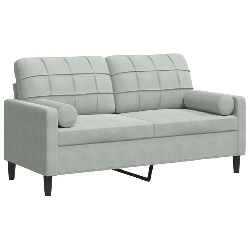 VidaXL Canapé 2 places avec oreillers gris clair 140 cm velours Modèle Éclipse - 3278219_0
