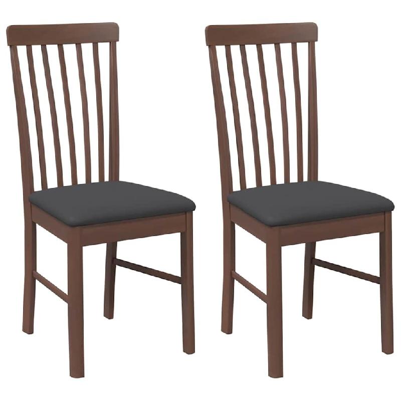 VidaXL Chaises à manger coussins 2 pcs marron bois massif caoutchouc Modèle Ovélia - 4102500_0