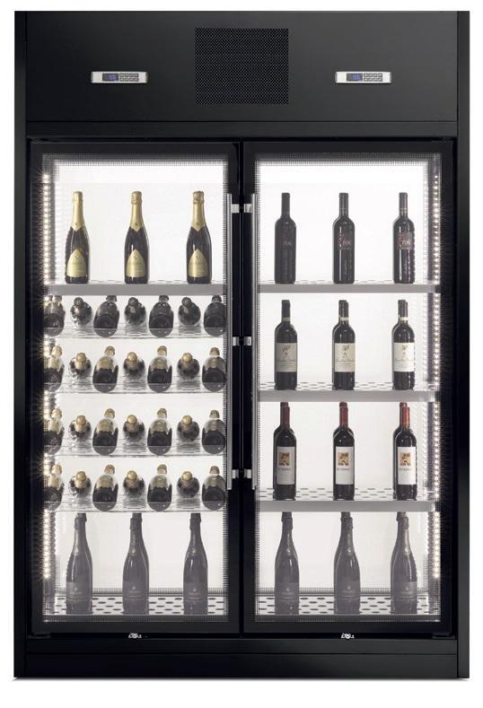 Vitrine à vin professionnelle 220cm 2 portes traversantes 256 bouteilles - WL6/222P_0