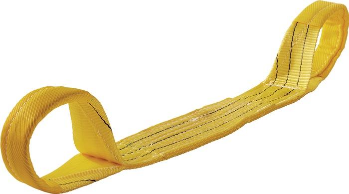 Élingue plate DIN EN 1492-1 - longueur 4 m - jaune - capacité de charge simple 3000 kg - PROMAT - polyester - double couche_0