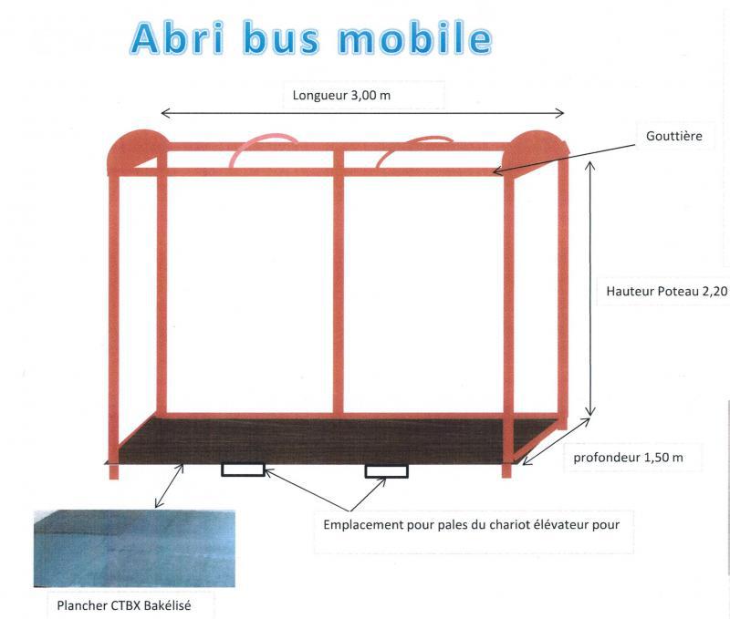 Abri bus mobile Abrimobil - structure aluminium - bardage polycarbonate - 300 x 147 cm - plancher antidérapant inclus_0