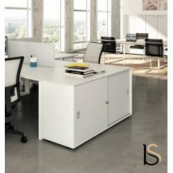 Armoire hauteur bureau à portes coulissantes - Quadrifoglio - idéale pour le classement de proximité et optimisation de 2 bureaux_0