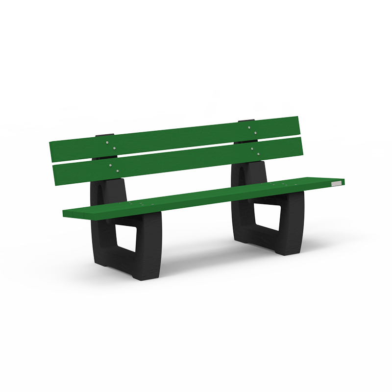 Banc forestier - largeur 1800 mm - Piètement noir - STD OR-BC-07 - plastique recyclé - kit de fixation inclus_0
