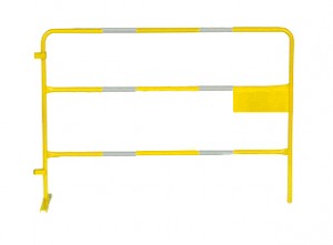 Barrière de chantier jaune avec plaque angle - Hauteur 1.00 m, Longueur 1.50 m, Tube diam 28 mm_0