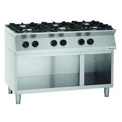 Piano de cuisson 6 brûleurs 28,5 kW - L1200xP700xH910-955 - soubassement ouvert - Bartscher - 1582101_0
