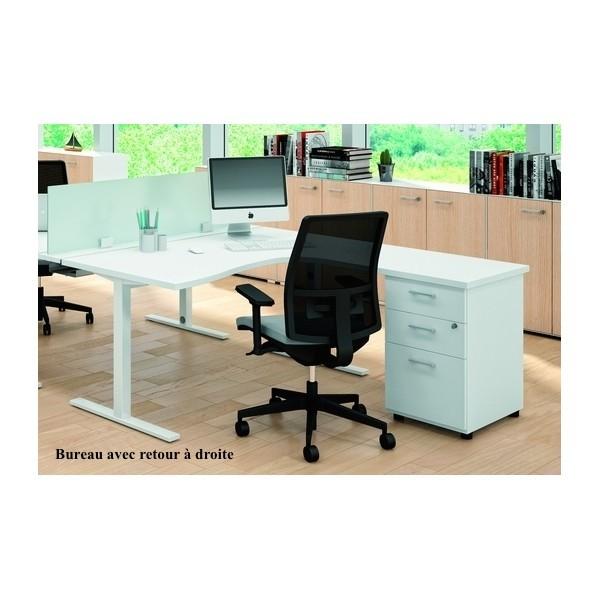 Bureau compact 90° avec caisson de rangement Idea Tube -Quadrifoglio - Blanc 9010, 180, Noyer canaletto, Droite_0