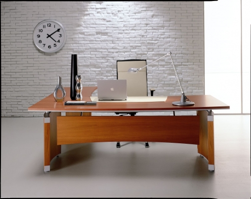 Bureau de direction en plateau en verre ou bois, existe en version avec retour - Aliante_0