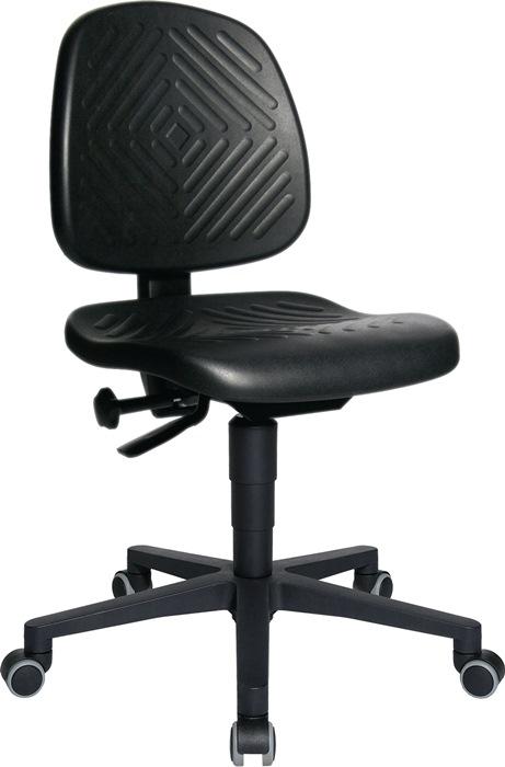 Chaise atelier pivotante TEC 40 - roulettes - mousse de polyuréthane noire - hauteur réglable 410-540 mm - TOPSTAR_0