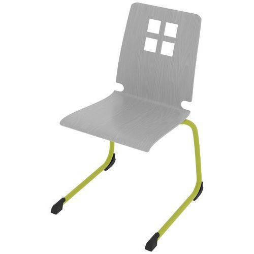 CHAISE COQUE DAMIER PIÈTEMENT LUGE ACIER - GRIS/VERT GRANNY - RODET