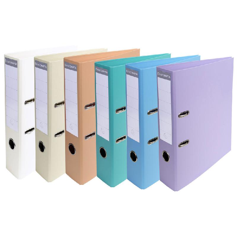 CLASSEUR A LEVIER A4 EXACOMPTA PREM'TOUCH EN CARTON RECOUVERT DE PVC - DOS 7 CM - COLORIS ASSORTIS PASTEL - LOT DE 10