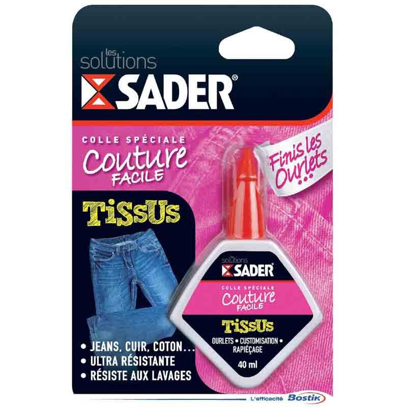Colle spéciale couture facile Sader - 40 ml - Latex naturel, résistante au lavage et au repassage_0