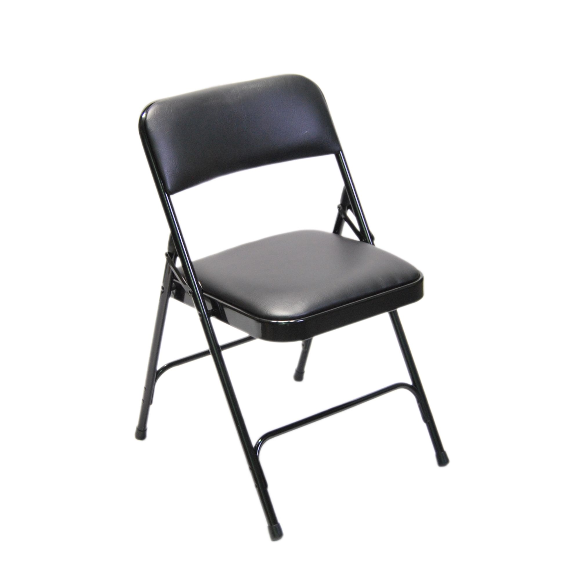 CT223-01-V01 - Chaise pliante rembourrée Dynaflex - dossier 1'' vinyle noir - structure acier noire_0
