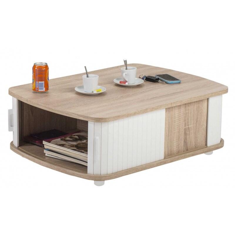 Deladeco Table basse contemporaine à rideau Rudie - 3665367177894_0