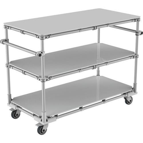 DESSERTE ALUMINIUM 3 NIVEAUX 1380X650MM - 350 KG - TRILOGIQ