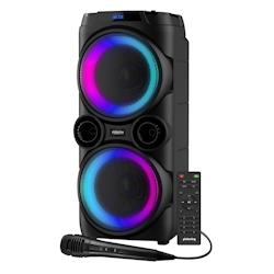 Enceinte DJ Mobile sur batterie Pickering ULTIMAT500, 500W, Boomers 25cm à LED RVB RING, USB Bluetooth Radio FM,TWS, Microphone - 3701123992438_0