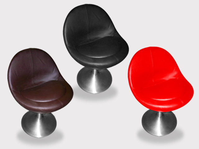 Fauteuil Bala - Assise mousse et simili-cuir - Rotation 360° - Pied chromé - Rouge, Noir ou Marron_0