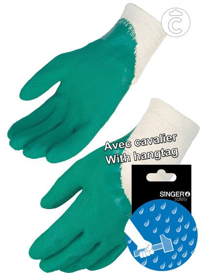 Gants de manutention en latex crêpé 3/4 - Support coton cousu - Poignet tricot - Dos aéré_0