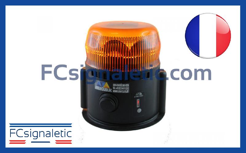 Gyrophare Gyroled orange autonome embase magnétique chargeur 12V classe 1 flash STANDBY MERCURA_0