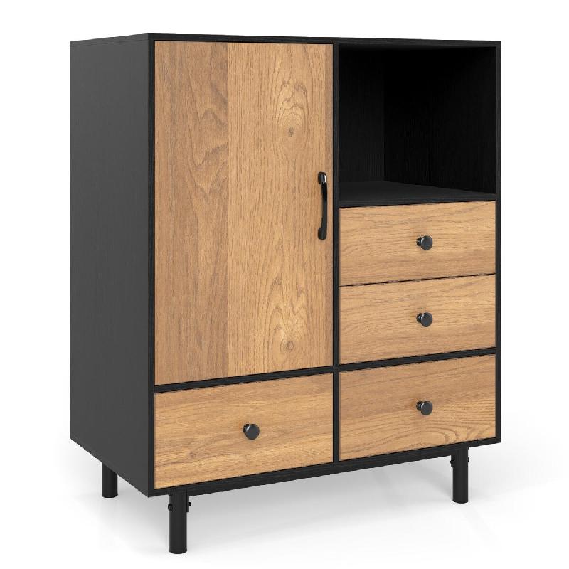 Helloshop26 - Buffet avec rangement autonome 80 x 45,5 x 97,5 cm rangement spacieux design moderne milieu du siècle en bois noir 20_0010790 - 3000226_0